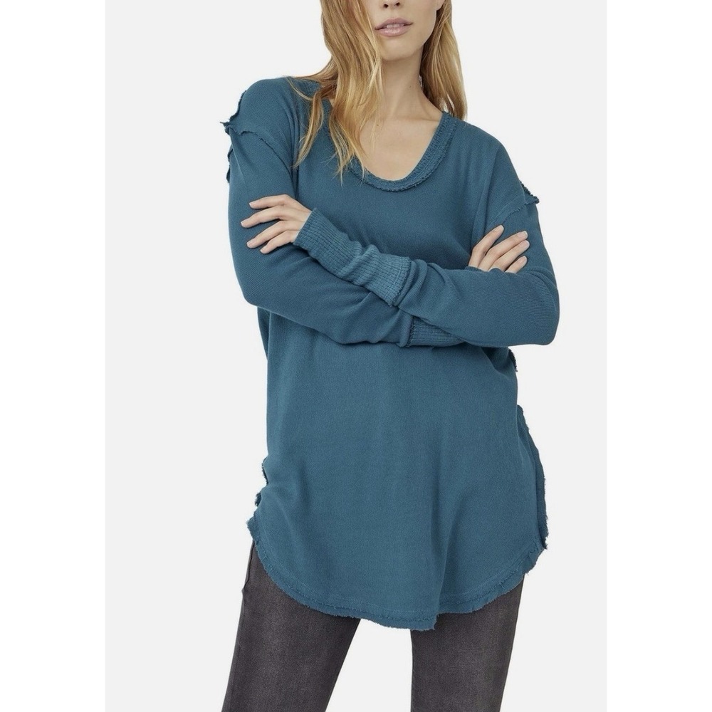 We The Free Care FP Colby Long Sleeve Tee Women Lagoon Scoop Neck Size Large - Picture 16 of 16